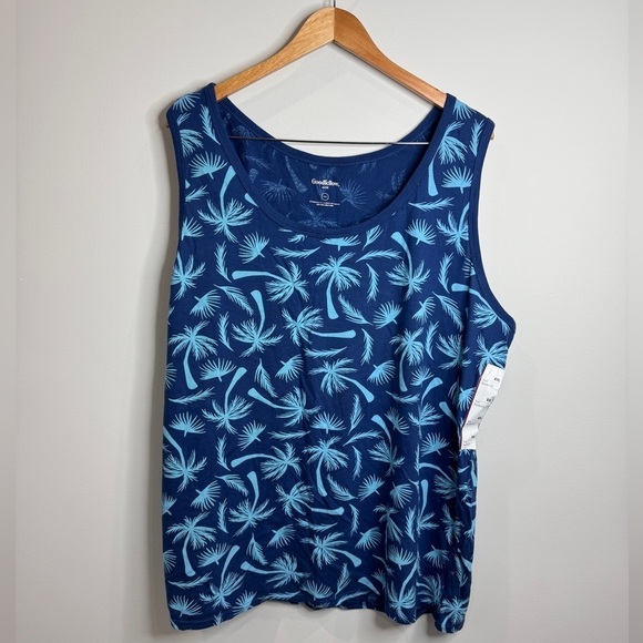 Goodfellow & Co. Blue Palm Tree Tropical Men's Tank Top (XXL) - Picture 3 of 7